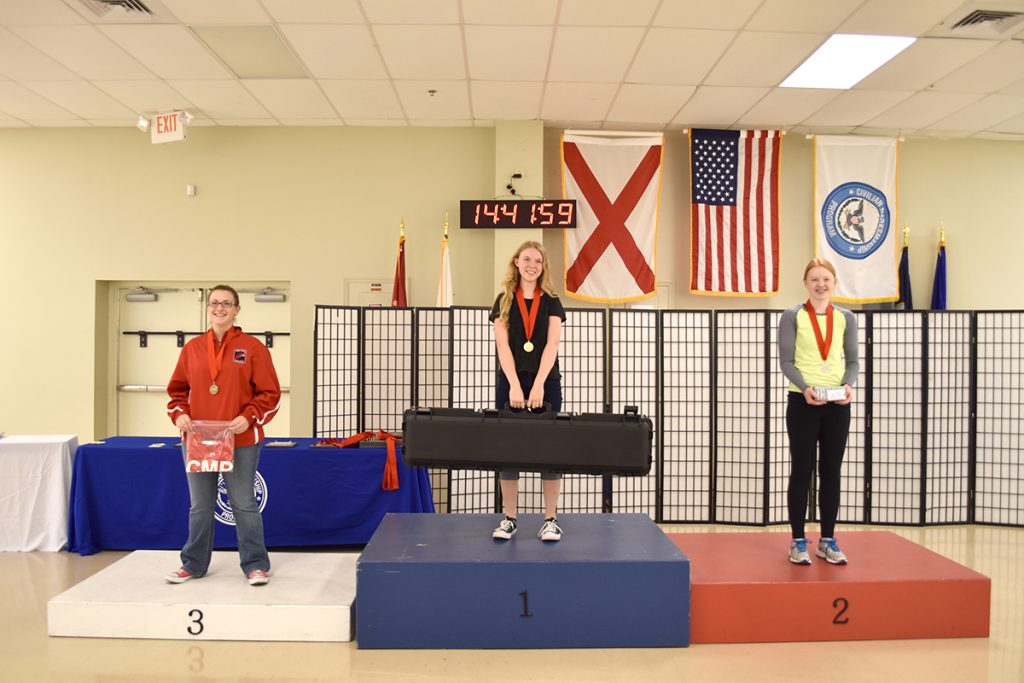 Angeline Henry fired the high junior rifle score and also impressively out-fired two veteran competitors during the Finals on Day 2. Katie Zaun landed in second, followed by Adriana Hickerson in third.