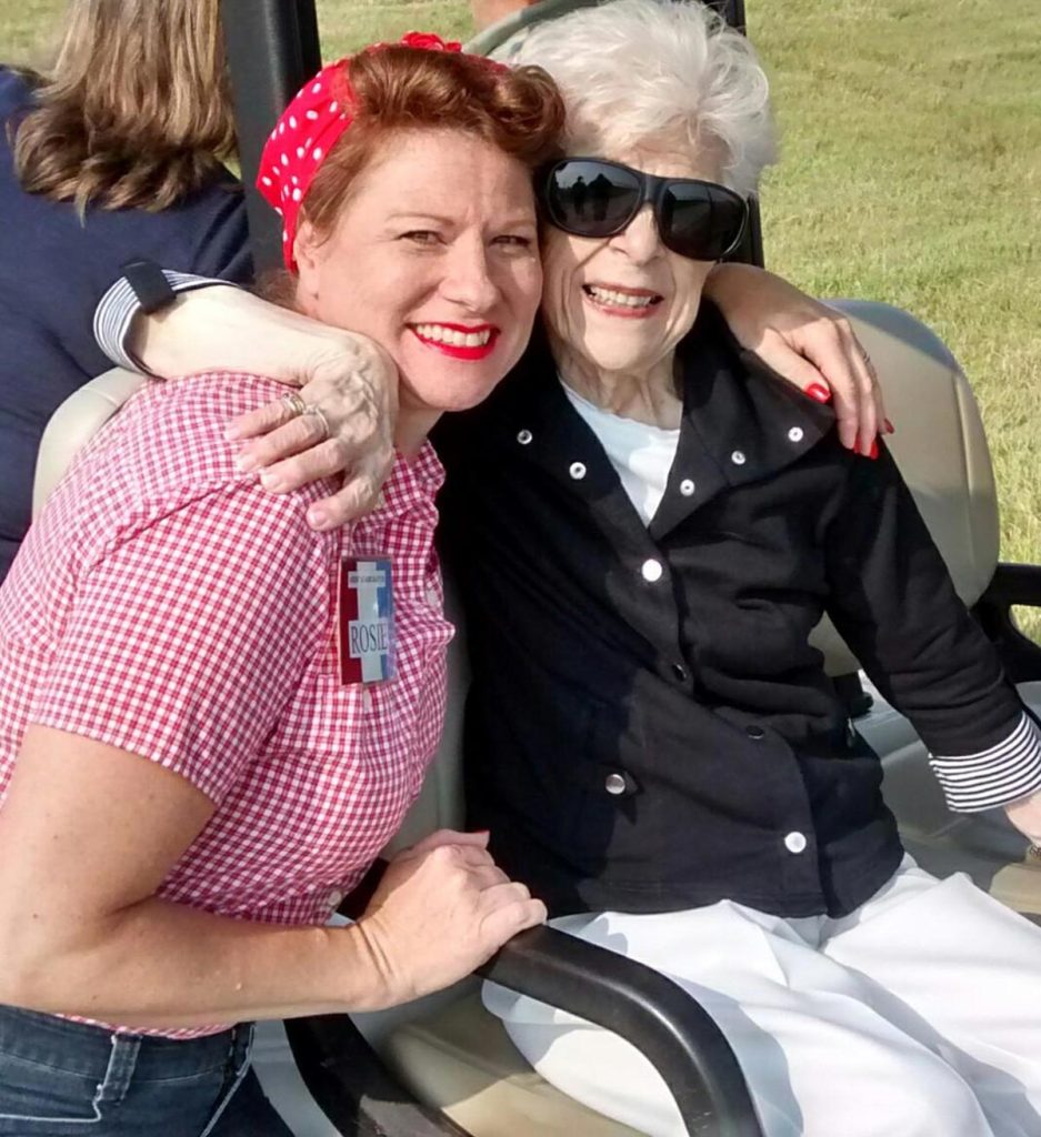 Dawn Rumbutis (left) and Minnie Bennett (right) stood as representatives and reminders of the hard working women of World War II.