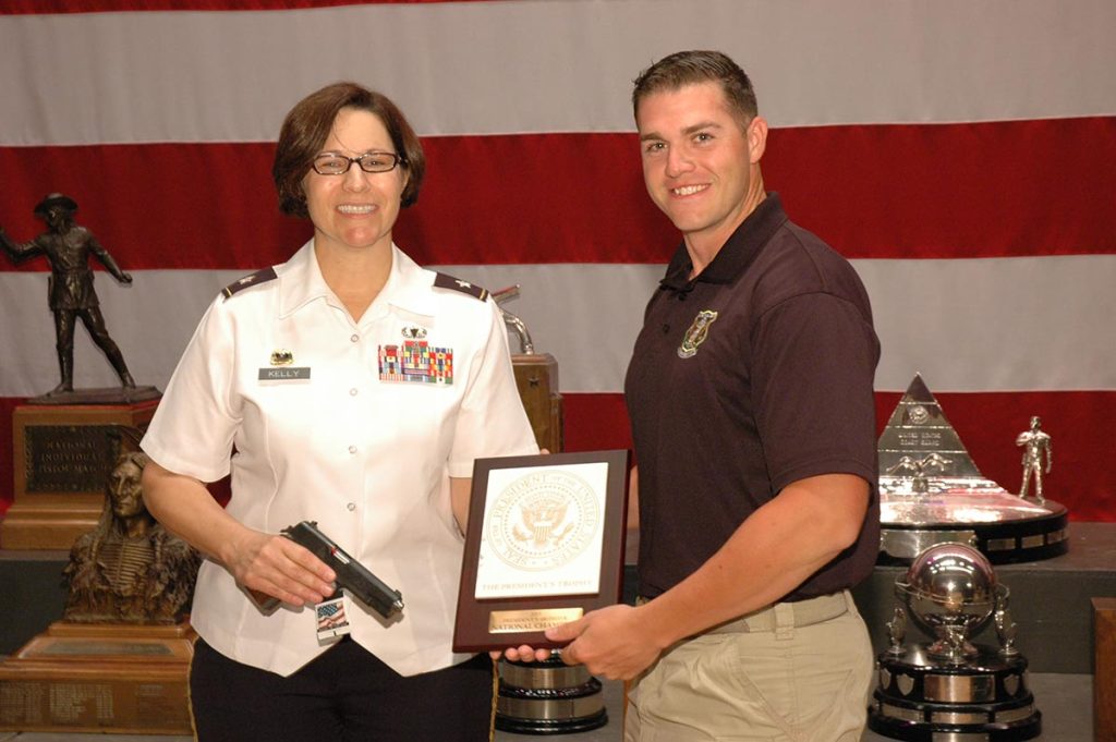 SGT Ryan Franks of the Army Marksmanship Unit (AMU) was the overall winner of the prestigious President’s Pistol Match at the 2015 National Trophy Pistol Matches.