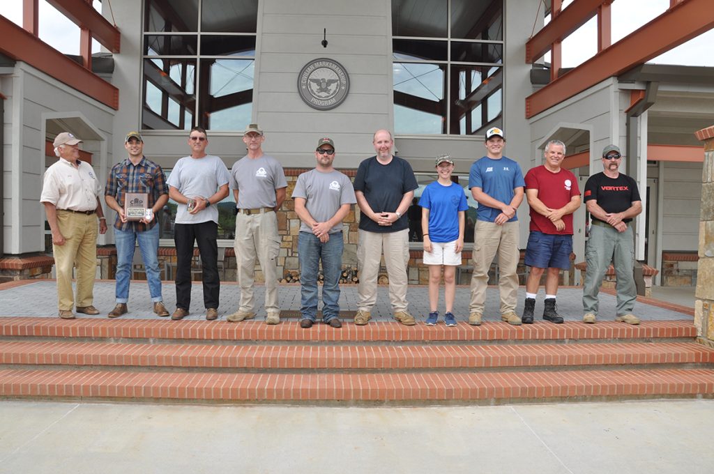 Joseph Hall was the overall Rifle EIC Match winner (far left). The “unofficial” EIC points are: Service Rifle-10 legs, .22 Rimfire-4 legs, and Service Pistol-3 legs. 
