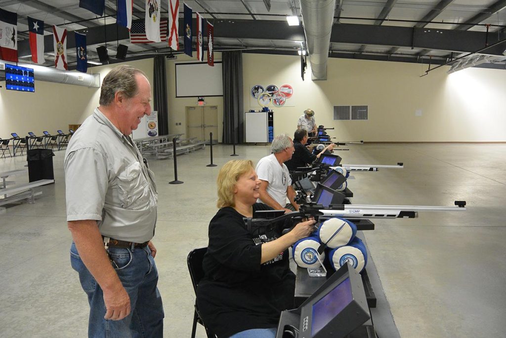 Staff members, like Kent Floro (standing) are always present at the Gary Anderson CMP Competition Center to ensure the safety of all guests. They are also available to answer any and all questions about air gun shooting or equipment used within the range.