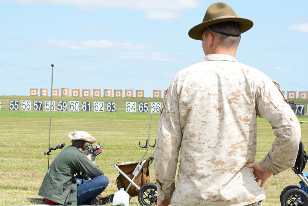 During the CMP-USMC Junior HIghpower Clinic, members of the U.S. Marine shooting team teach young marksmen the fundamentals of competitive shooting at 200, 300 and 600 yards.