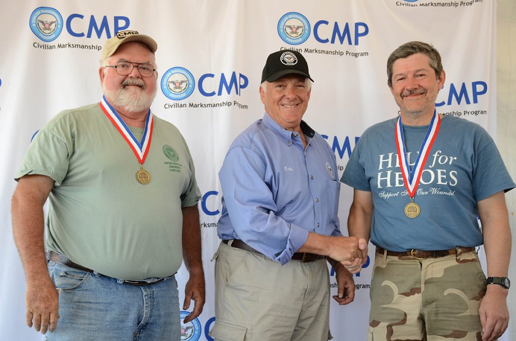 Bill often fires in the Vintage Sniper match with Bill Ellis (far right). The match is Bill’s favorite to fire. 