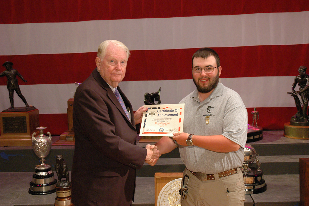 Glenn Zimmerman was the overall winner of the Junior Individual Pistol Match – firing a new National Record of 292-12x.