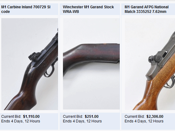 various rifles on auction
