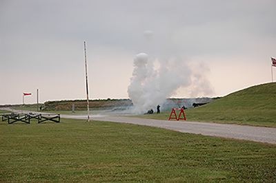 Ground pyrotechnics simulated a real aerial assault from the planes above. Anti-aircraft units on the ground "fired back" during the reenacted battle.