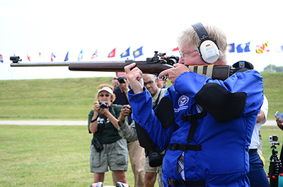 Gary Anderson showed perfect poise as he delivered the ceremonial First Shot to kick off the National Matches. Anderson donated the rifle to the CMP, to be put on display at the new Gary Anderson CMP Competition Center.