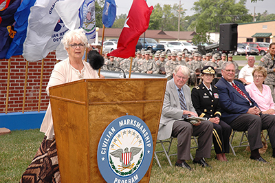 CMP Chairman Judith Legerski served as emcee during the First Shot Ceremony.